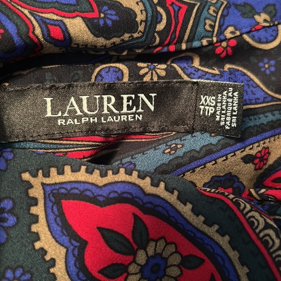 Lauren Ralph Lauren - Paisley Tie Neck Georgette- Size XXS - Picture 6 of 6